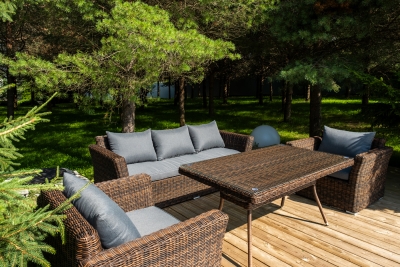 "Моккачино" обеденная группа из искусственного ротанга, цвет коричневый