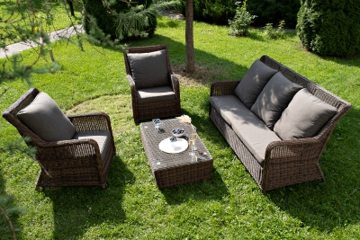 "Гляссе" лаунж-зона из искусственного ротанга, цвет коричневый