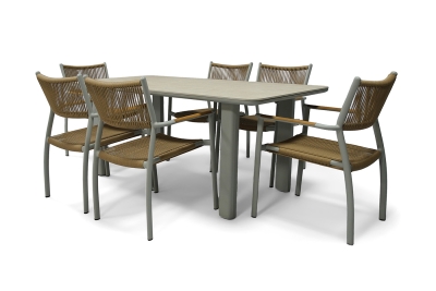 "Витория" обеденная группа плетеная, цвет соломенный