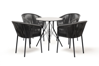 "Конте" обеденная группа на 4 персоны, круглый стол, цвет "серый гранит"