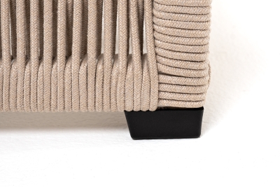 "Ривьера" шезлонг плетеный из роупа, каркас алюминий белый муар, роуп бежевый круглый, ткань бежевая 052 "Ривьера" шезлонг плетеный из роупа, каркас алюминий белый муар, роуп бежевый круглый, ткань бежевая 052