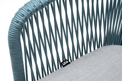 "Марсель" стул плетеный из роупа, каркас алюминий светло-серый (RAL7035) муар, роуп бирюзовый круглый, ткань светло-серая "Марсель" стул плетеный из роупа, каркас алюминий светло-серый (RAL7035) муар, роуп бирюзовый круглый, ткань светло-серая