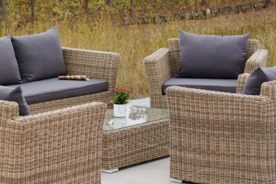 "Капучино Дабл" лаунж-зона из искусственного ротанга, цвет соломенный "Капучино Дабл" лаунж-зона из искусственного ротанга, цвет соломенный