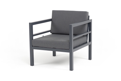 "Эстелья" кресло, каркас алюминий темно-серый (RAL7024) муар, ткань темно-серая 027