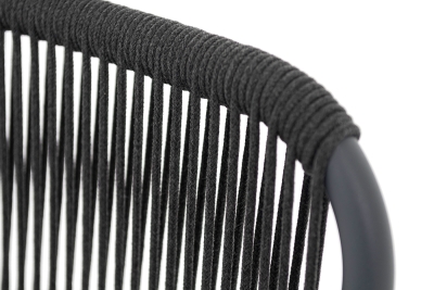 "Ането" стул плетеный из роупа, каркас алюминий темно-серый (RAL7024) муар, роуп темно-серый круглый, ткань темно-серая 027 "Ането" стул плетеный из роупа, каркас алюминий темно-серый (RAL7024) муар, роуп темно-серый круглый, ткань темно-серая 027