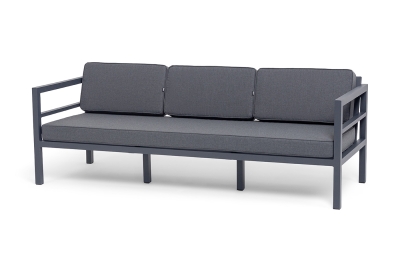 "Эстелья" диван 3-местный, каркас алюминий темно-серый (RAL7024) муар, ткань темно-серая 027