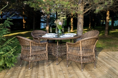"Дольче" обеденная группа из искусственного ротанга, цвет коричневый
