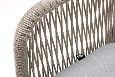 "Лион" стул плетеный из роупа, каркас из стали светло-серый (RAL7035) муар, роуп серый меланж круглый, ткань светло-серая "Лион" стул плетеный из роупа, каркас из стали светло-серый (RAL7035) муар, роуп серый меланж круглый, ткань светло-серая