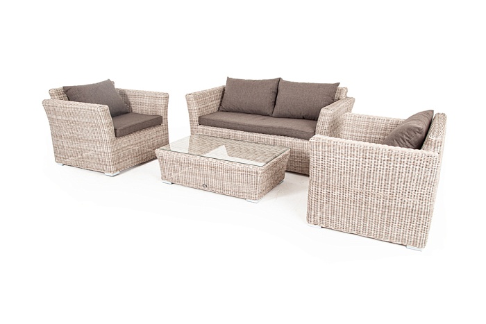 Капучино Сингл лаунж-зона из искусственного ротанга, цвет бежевый - фото 12