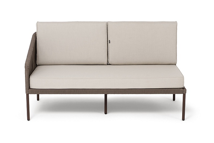 Канны правый модуль плетеный из роупа, каркас алюминий коричневый (RAL8016) муар, роуп коричневый круглый, ткань бежевая 035 - фото 2