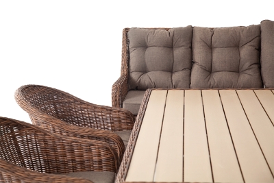 "Бергамо" обеденная группа угловая из искусственного ротанга, цвет коричневый "Бергамо" обеденная группа угловая из искусственного ротанга, цвет коричневый