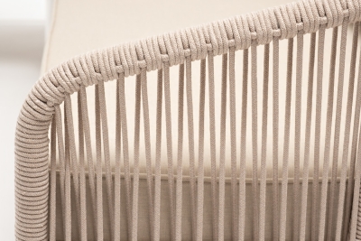 "Канны" диван модульный плетеный из роупа, каркас алюминий белый, роуп бежевый круглый, ткань бежевая 15052 "Канны" диван модульный плетеный из роупа, каркас алюминий белый, роуп бежевый круглый, ткань бежевая 15052