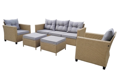 "Бостон" лаунж-зона из искусственного ротанга, цвет соломенный (К)