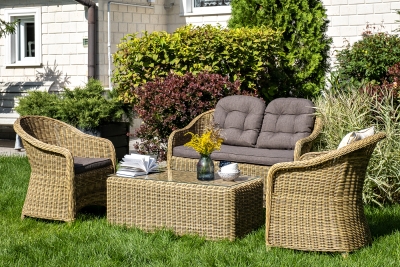 "Равенна" лаунж-зона из искусственного ротанга, цвет соломенный