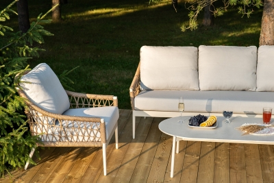 "Венеция" лаунж-зона из искусственного ротанга, цвет соломенный "Венеция" лаунж-зона из искусственного ротанга, цвет соломенный