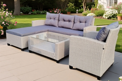 "Атланта" лаунж-зона из искусственного ротанга, цвет серый (К)