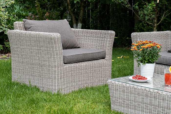 Капучино лаунж-зона из искусственного ротанга, цвет бежевый - фото 4