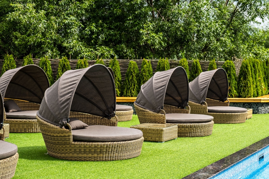 Стильяно плетеная кровать круглая, цвет соломенный - фото 26