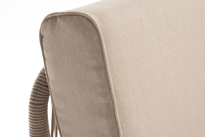 "Канны" левый модуль плетеный из роупа, каркас алюминий белый муар, роуп бежевый круглый, ткань бежевая 15052 "Канны" левый модуль плетеный из роупа, каркас алюминий белый муар, роуп бежевый круглый, ткань бежевая 15052