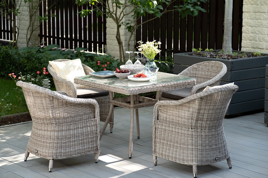 Фредо обеденная группа плетеная, цвет бежевый - фото 3