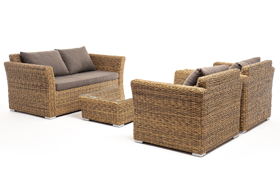 Капучино Сингл лаунж-зона из искусственного ротанга (гиацинт), цвет соломенный - фото 14