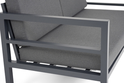 "Эстелья" диван 2-местный, каркас алюминий темно-серый (RAL7024) муар, ткань темно-серая 027