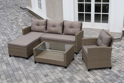 "Атланта" лаунж-зона из искусственного ротанга, цвет соломенный (К)