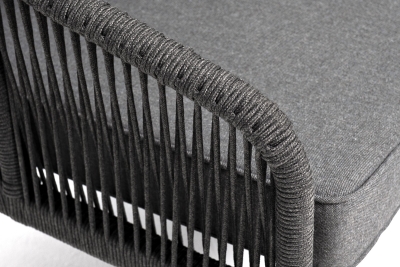 "Канны" диван модульный плетеный из роупа, каркас алюминий темно-серый (RAL7024) муар, роуп темно-серый круглый, ткань темно-серая 027