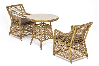 "Эспрессо-80 L" обеденная группа плетеная, цвет соломенный