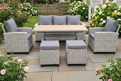 "Мэдисон" обеденная группа из искусственного ротанга, цвет серый