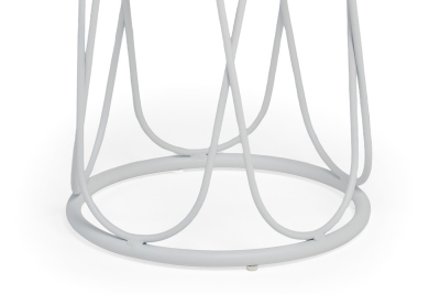 "Перу" журнальный стол из HPL круглый Ø40 H55, каркас из алюминия белый (RAL 9016) муар, цвет столешницы "серый мрамор"