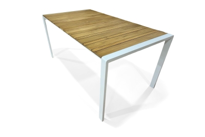 "Альпы" обеденный стол с тиковой столешницей и алюминиевым каркасом