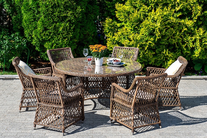 "Эспрессо" плетеный круглый стол, диаметр 150 см, цвет коричневый Эспрессо плетеный круглый стол, диаметр 150 см, цвет коричневый - фото 6