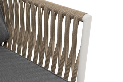 "Касабланка" кресло плетеное из роупа, каркас алюминий светло-серый (RAL7035) муар, роуп серо-коричневый 23мм, ткань серая 017 "Касабланка" кресло плетеное из роупа, каркас алюминий светло-серый (RAL7035) муар, роуп серо-коричневый 23мм, ткань серая 017