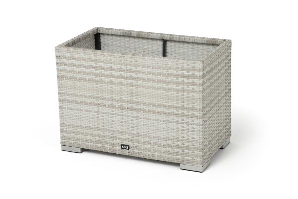 "Лунго" кашпо для цветов большое плетеное из искусственного ротанга, цвет бежевый