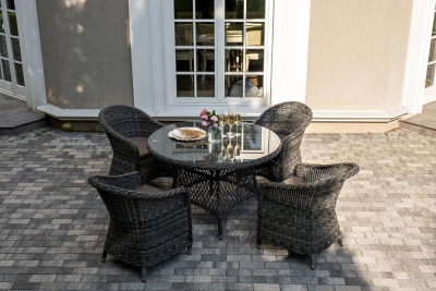 "Равенна" обеденная группа плетеная, цвет графит