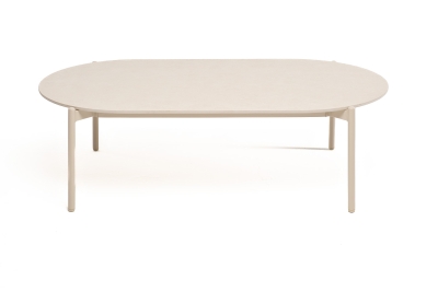 "Аликанте" журнальный стол из искусственного камня овальный, 130х70см, Н38, цвет белый