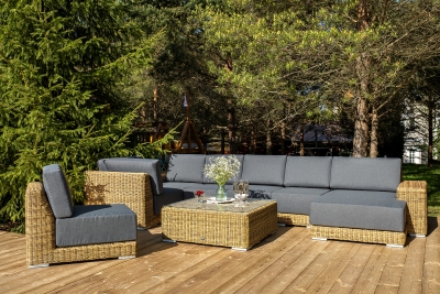 "Капри" трансформирующаяся лаунж-зона из искусственного ротанга, цвет соломенный "Капри" трансформирующаяся лаунж-зона из искусственного ротанга, цвет соломенный