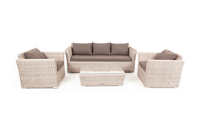 Капучино лаунж-зона из искусственного ротанга, цвет бежевый - фото 15