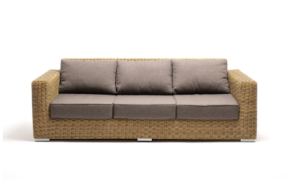"Боно" диван из искусственного ротанга трехместный, цвет соломенный