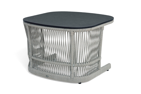 "Лугано" журнальный стол 76х76 H55 см из HPL, цвет "серый гранит", роуп серый меланж
