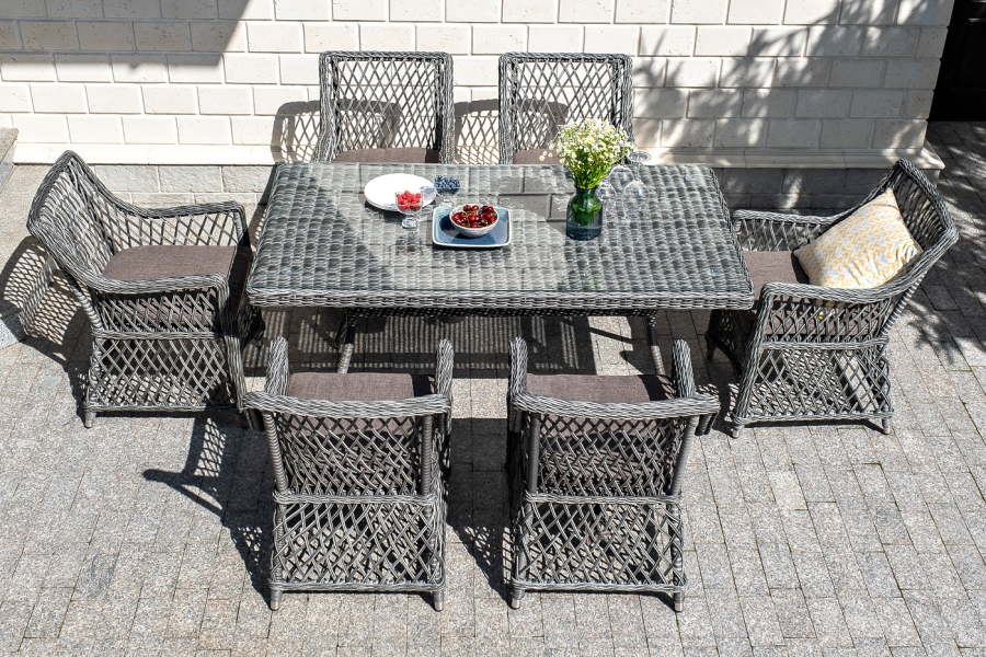 Латте обеденная группа плетеная, цвет графит - фото 2