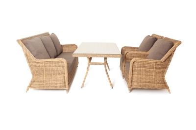 "Гляссе" обеденная группа из искусственного ротанга, цвет соломенный