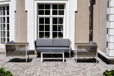 "Касабланка" лаунж-зона плетеная из роупа 4-местная, цвет серый