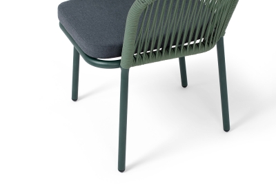 "Марсель" стул плетеный из роупа, каркас алюминий RAL6036 муар, роуп зеленый (4204) круглый tex, ткань темно-серая 027 "Марсель" стул плетеный из роупа, каркас алюминий RAL6036 муар, роуп зеленый (4204) круглый tex, ткань темно-серая 027