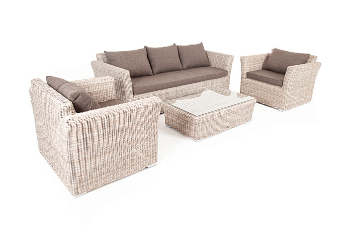 Капучино лаунж-зона из искусственного ротанга, цвет бежевый - фото 16