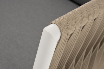 "Касабланка" кресло плетеное из роупа, каркас алюминий светло-серый (RAL7035) муар, роуп серо-коричневый 23мм, ткань серая 017 "Касабланка" кресло плетеное из роупа, каркас алюминий светло-серый (RAL7035) муар, роуп серо-коричневый 23мм, ткань серая 017