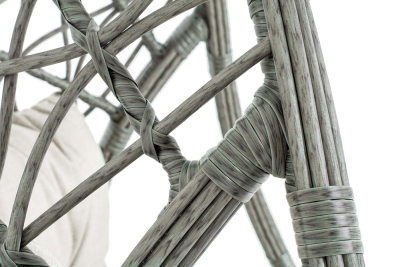 "Венеция" подвесное кресло-кокон из искусственного ротанга, цвет серый с бежевой подушкой