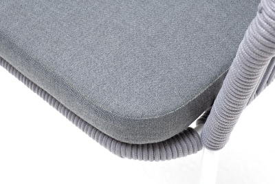 "Лион" стул плетеный из роупа, каркас из стали белый муар, роуп светло-серый круглый, ткань светло-серая "Лион" стул плетеный из роупа, каркас из стали белый муар, роуп светло-серый круглый, ткань светло-серая