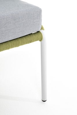 "Милан" диван 2-местный плетеный из роупа, каркас алюминий светло-серый (RAL7035) муар, роуп салатовый меланж круглый, ткань светло-серая "Милан" диван 2-местный плетеный из роупа, каркас алюминий светло-серый (RAL7035) муар, роуп салатовый меланж круглый, ткань светло-серая